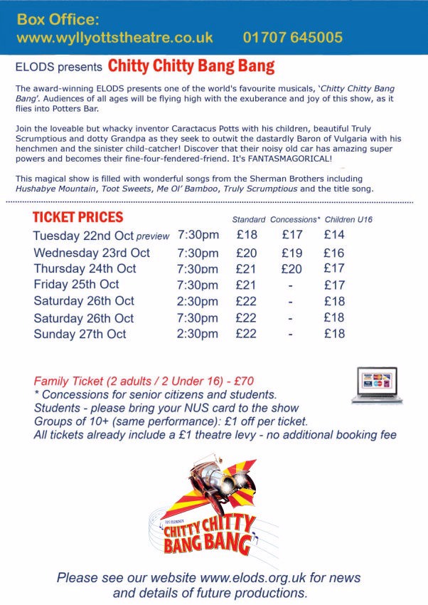 Chitty Chitty Bang Bang Oct 2019 - Prices